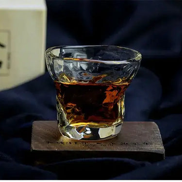 Limited Collection Japanese Edo Glass Tall in Wooden Box handcrafted using Edo Kiriko techniques for whisky enthusiasts