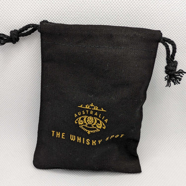 Black pouch with "Australia The Whisky Spot" logo, perfect for storing whisky stones or accessories.