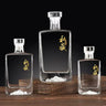 Square lead-free iceberg whiskey decanter 500ml with Japanese design, crafted from high-quality glass, elegantly displayed on wooden surface.