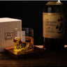 Japan 3D Mountain Whisky Glass with whisky, wooden box and Yamazaki 12-year single malt Japanese whisky bottle